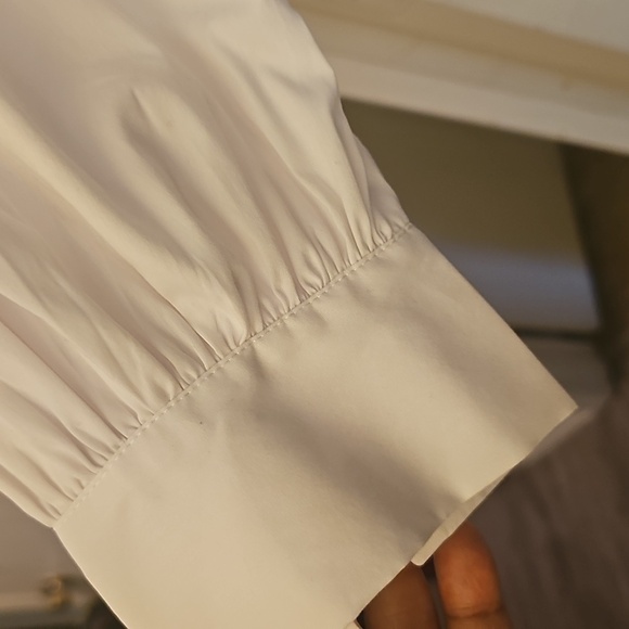 Eloquii White Tie Front Bib Collar Blouse - Picture 5 of 7